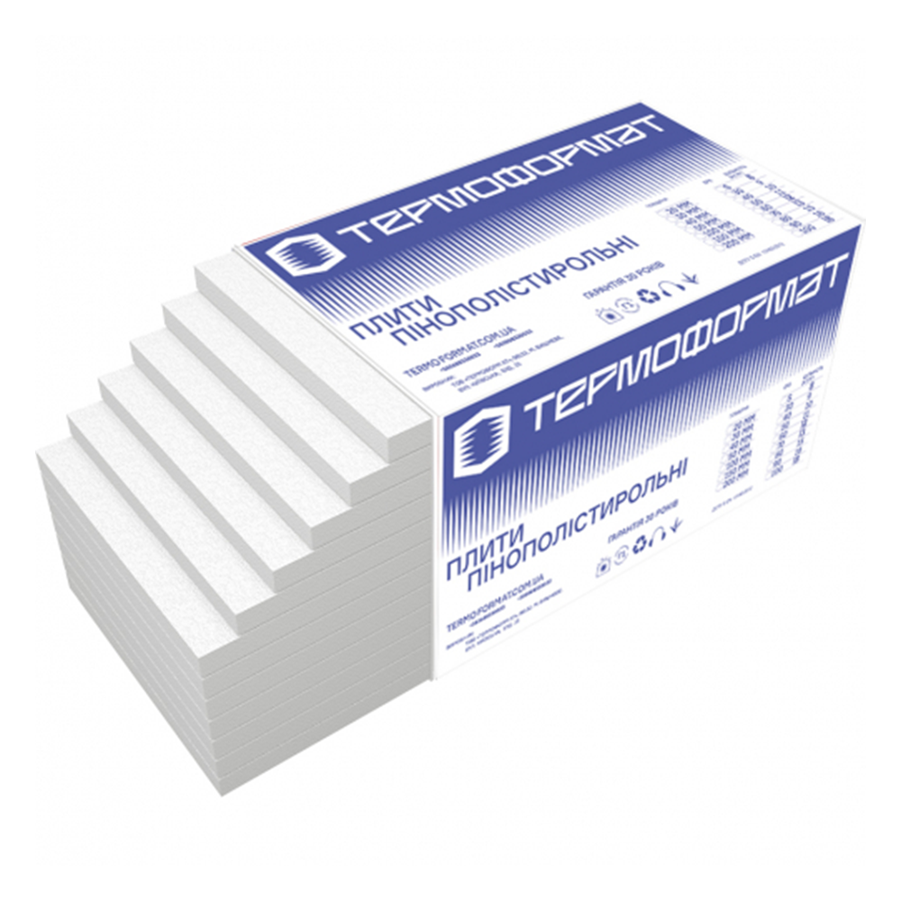 ТЕРФОРМАТ Пінополістирольні плити EPS 80 (М35), 1000х500мм 15кг/м³ 